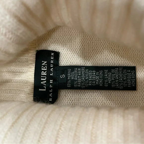 [S] Lauren Ralph Lauren Ivory Wool Angora Cashmere Turtleneck Knit Sweater - Picture 6 of 9